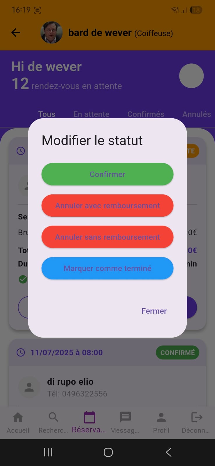 Modifier statut